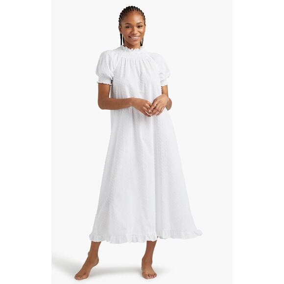 Hill House XS Caroline Nap White Smocked Puff Sleeve Maxi Dress - Picture 1 of 7